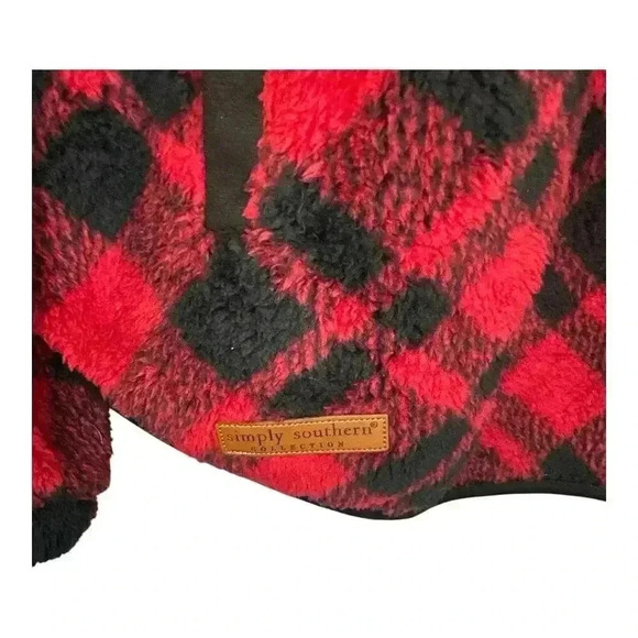 Simply Southern Red/Black Plaid Quarter Zip Sherpa, XL - Picture 4 of 7